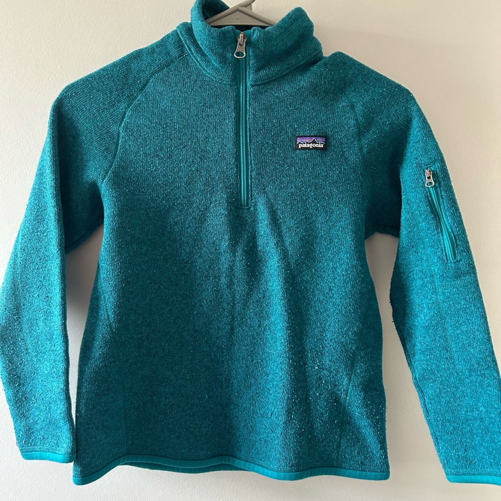 Blue/Green Kids Patagonia Quarter Zip Sweatshirt Size M(10)